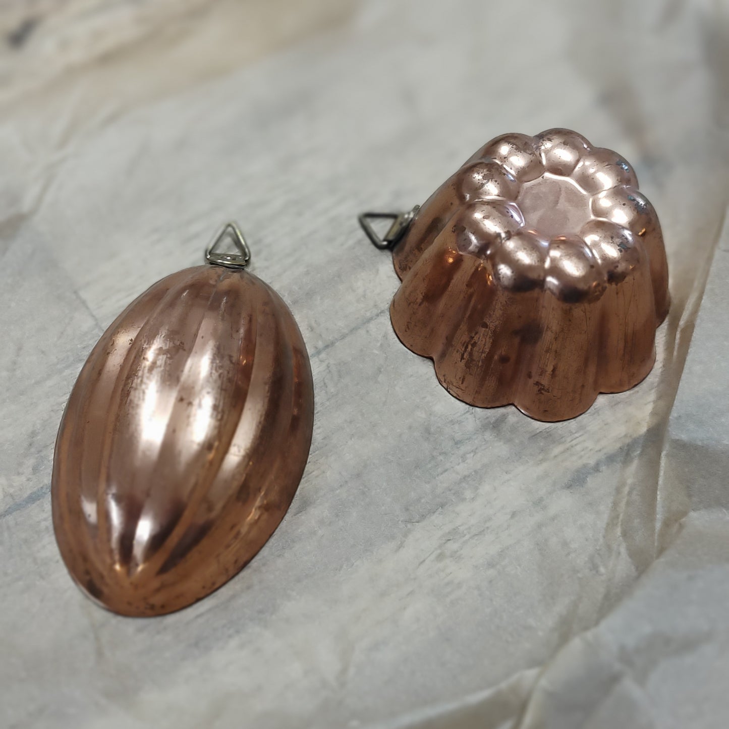Pair of vintage copper patisserie molds
