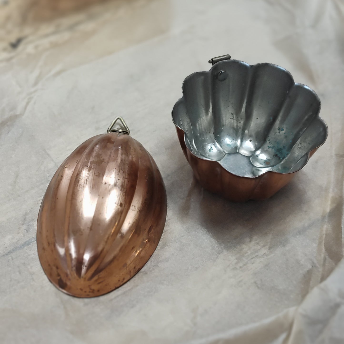 Pair of vintage copper patisserie molds